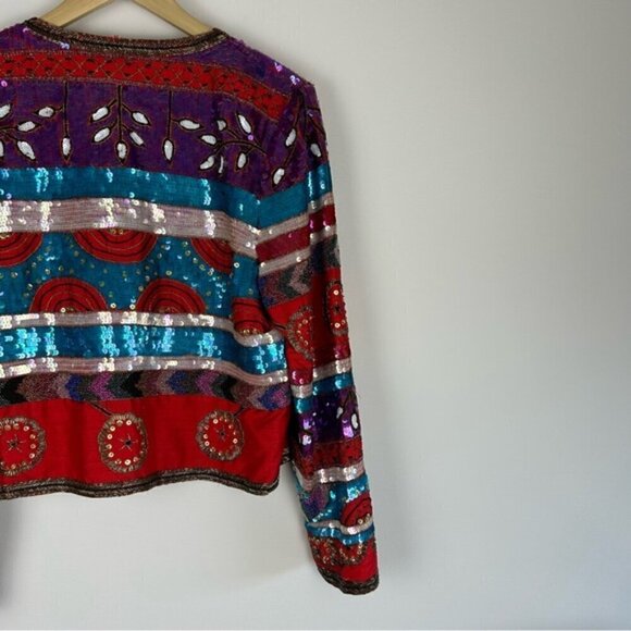 Vintage Rare 90's Leslie Fay Evenings Beaded Sequin Blazer Size L - Picture 13 of 13